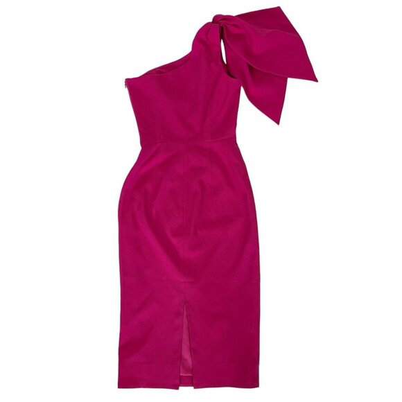 Dress The Population Tiffany Dress XXS Bright Fuchsia One Shoulder Midi - Picture 6 of 12